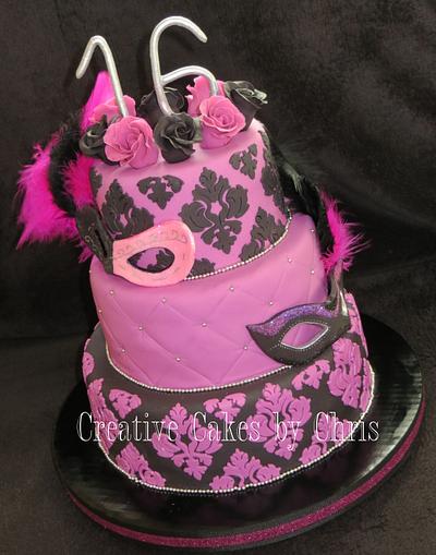 Sweet 16 Masquerade - Cake by Creative Cakes by Chris