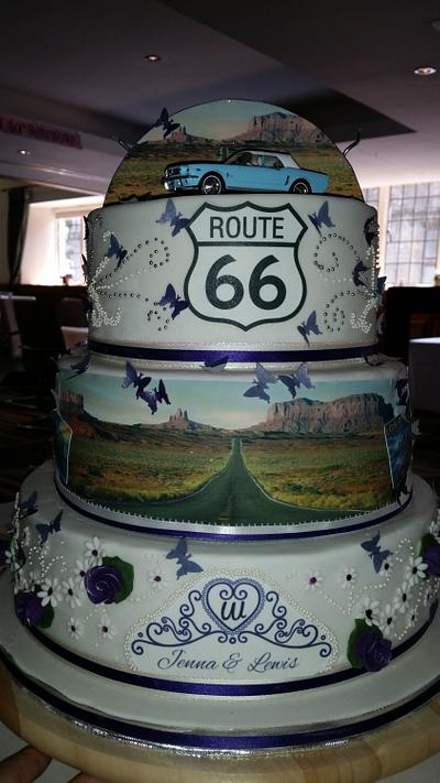 route 66 with butterflies - Cake by Cakes by Ruth