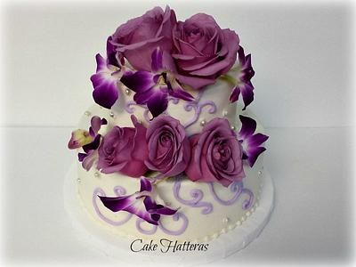 Shades of Lavender Roses and Orchids - Cake by Donna Tokazowski- Cake Hatteras, Martinsburg WV