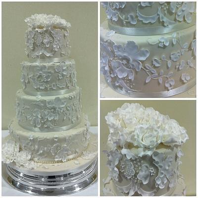 Four tier lace wedding cake - Cake by Tickety Boo Cakes