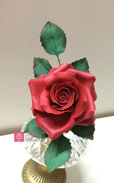 Red Tea Rose flower - Cake by D Sugar Artistry - cake art with Shabana