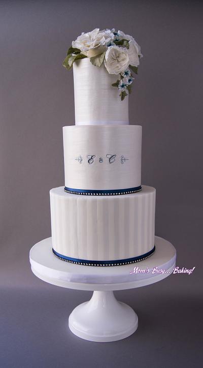 Navy, white wedding - Cake by Mom's Busy Baking