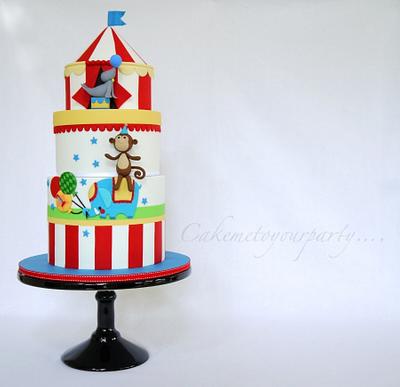 1st Birthday Circus Cake - Cake by Leah Jeffery- Cake Me To Your Party