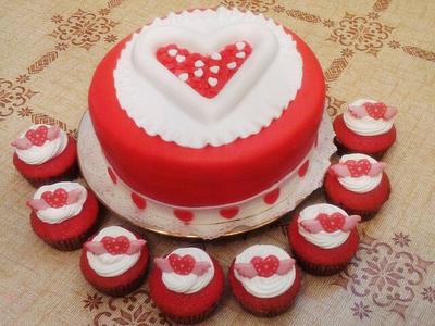My valentine cake&cupcakes - Cake by randamas