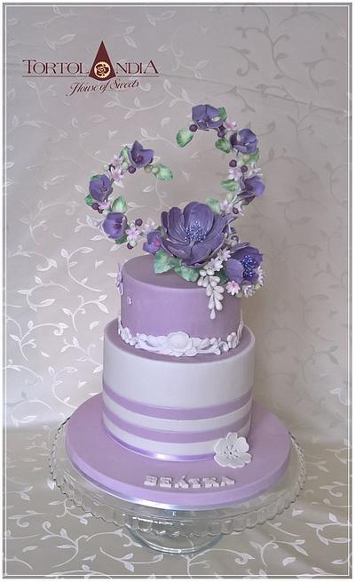 Violet flowers hearts - Cake by Tortolandia