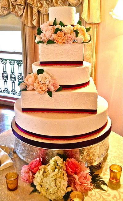 Sugar Peonies and Roses five tier wedding cake - Cake by Bianca
