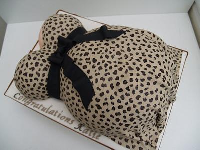 Leopard print baby bump , baby shower cake - Cake by Melanie Jane Wright