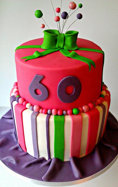 Bright stripes 60th birthday cake - Cake by Liana @ Star Bakery