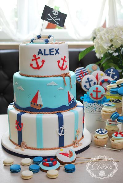 Nautical birthday cake and candy bar - Cake by Cofetaria Dana