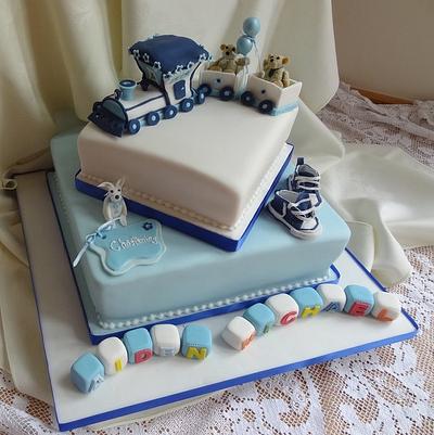Teddies Take the Train to the Christening - Cake by Fifi's Cakes