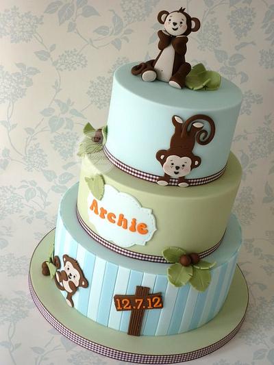 Monkey christening cake - Cake by Isabelle Bambridge