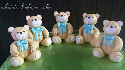 Cake Toppers- Quintuplet Teddies - Cake by Ashwini Tupe