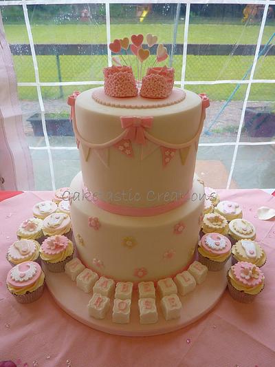 Large Pink Christening Cake - Cake by Caketastic Creations