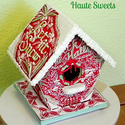 Festive Red Cookie Birdhouse - Cake by Hiromi Greer