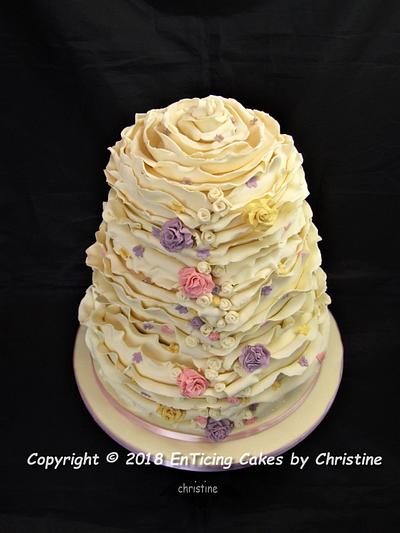 White Chocolate Ruffle Wedding cake - Cake by Christine Ticehurst