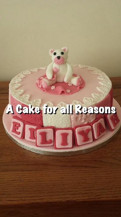 Pink patchwork style Teddy - Cake by Dawn Wells