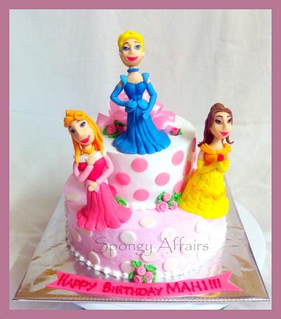 Disney Princesses - Aurora, Cindrella and Belle  - Cake by Meenakshi S