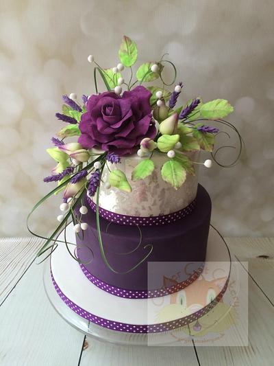 Purple birthday cake - Cake by Elaine - Ginger Cat Cakery 