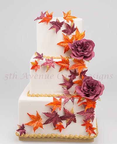 Autumn Flower Paste Maple Leaf Cake - Cake by Bobbie