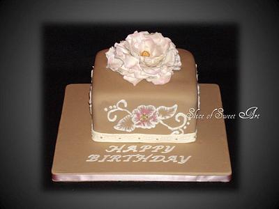 Peony Birthday Cake - Cake by Slice of Sweet Art
