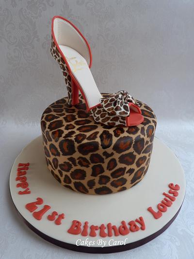 Leopard print high heel shoe Cake - Cake by Carol