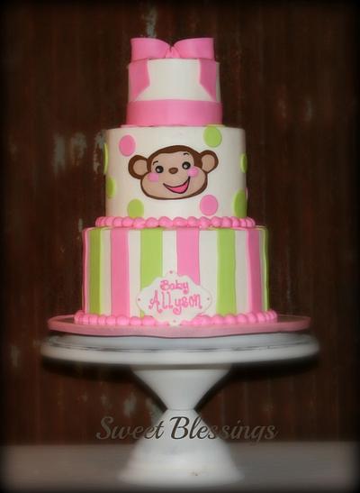 Girly Monkey Baby Shower - Cake by SweetBlessings
