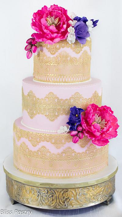 Blush and Gold Wedding Cake - Cake by Bliss Pastry