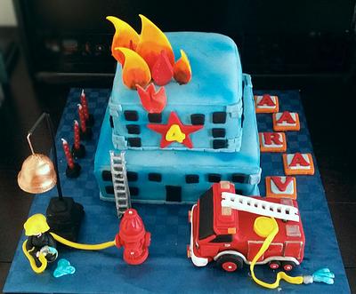 Firefighter themed cake  - Cake by CAKE RAGA
