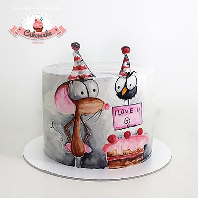 Mouse hand painted cake - Cake by Cakemake