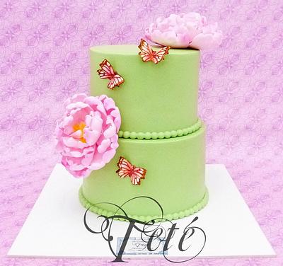 "PEONIES & BUTTERFLIES" Cake - Cake by Teté Cakes Design