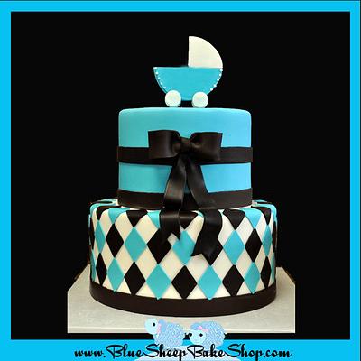 Brown and Blue Baby Shower Cake - Cake by Karin Giamella