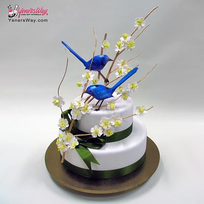 Blue Birds & Cherry Blossoms - Cake by Serdar Yener | Yeners Way - Cake Art Tutorials