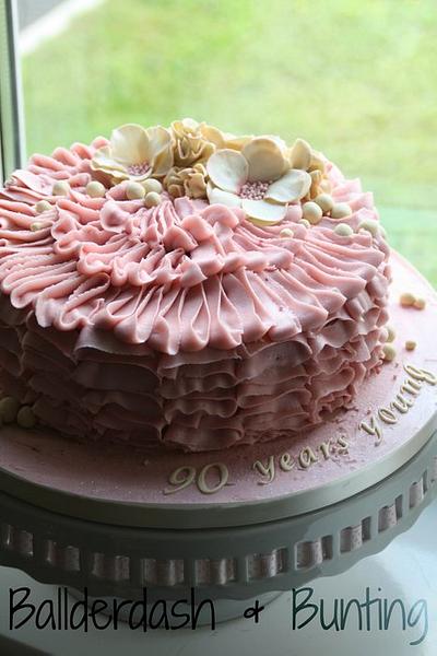 Pink buttercream ruffles - Cake by Ballderdash & Bunting