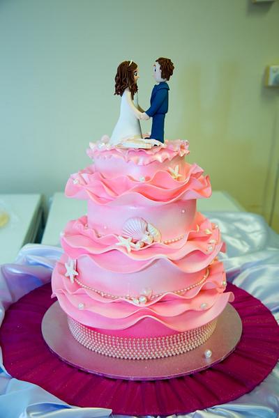 pink sea wedding cake - Cake by Delicious Designs Darwin