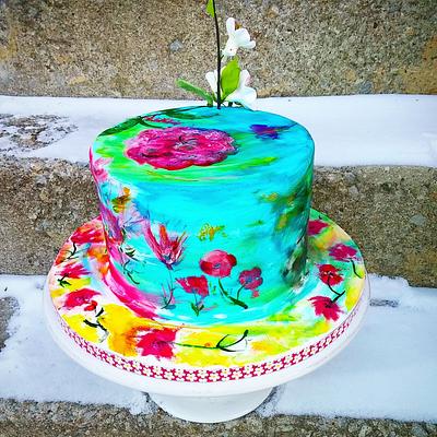 Hand Painted Cake  - Cake by Danijela Lilchickcupcakes