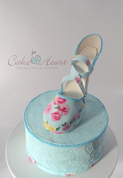'blue floral mary jane stiletto shoe' Cake Master Magazine ~Issue 21~ June 2014 - Cake by Cake Heart