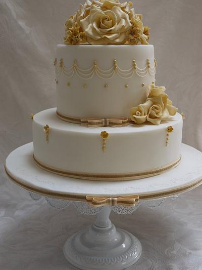 Golden Wedding Anniversary Cake - Cake by Scrummy Mummy's Cakes