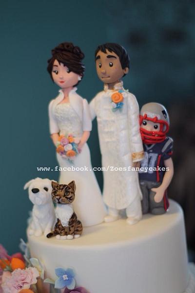 Wedding cake with everyone on :) - Cake by Zoe's Fancy Cakes