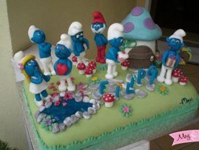 Smurfs - Cake by Marica