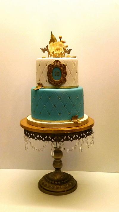 Turquoise & Gold Girls Birthday Cake x - Cake by Storyteller Cakes