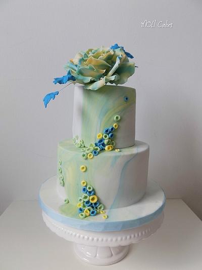 Blue and yellow rose - Cake by MOLI Cakes
