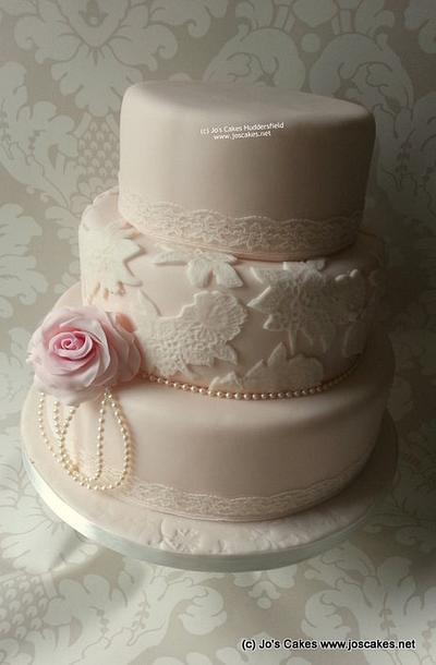 Three tier lace wedding cake - Cake by Jo's Cakes