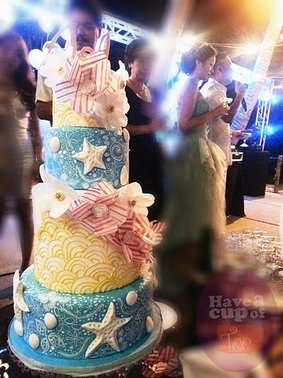 beach wedding cake - Cake by HaveacupofTee
