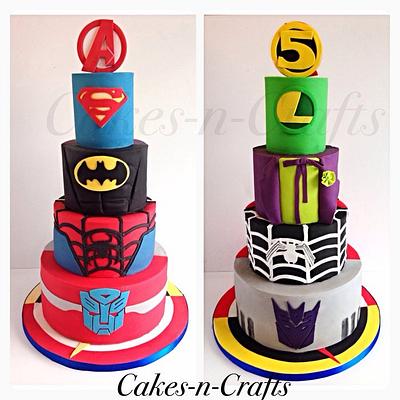Double sided superhero... The good v bad!  - Cake by June milne