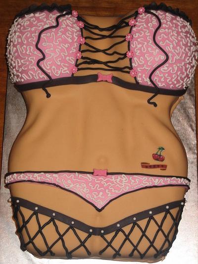 Bachelor Party Cake Female Body with cool designs and custom tattoo - Cake by Kristen
