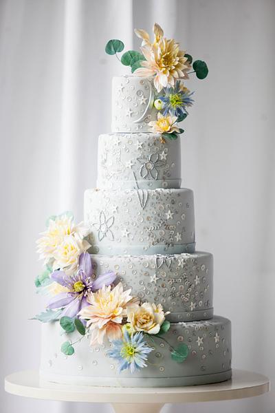 Celestial Sequin Wedding Cake I Sugar Flower Wedding Cake  - Cake by Alex Narramore (The Mischief Maker)