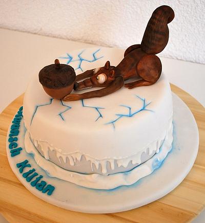 Ice Age Birthday Cake - Scrat and the nut - Cake by Simone Barton