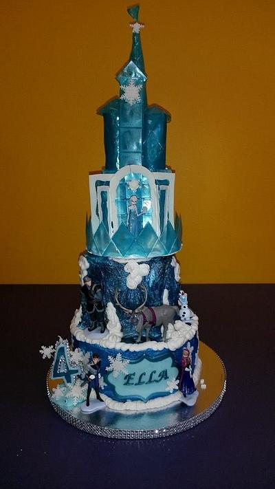 Frozen cake with ice castle  - Cake by Oh My Cake Designs
