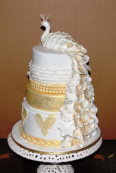 Pristine Jewel - White Peacock Wedding cake  - Cake by Sangeetha