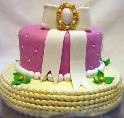 Tarta Fondant con broche de lazo - Cake by cakepops